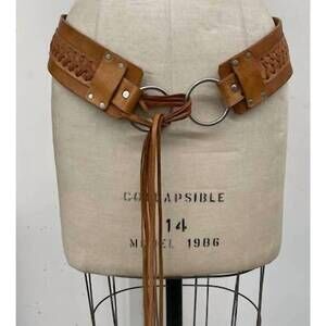 NEW DAIRI women's double loop leather belt in tan